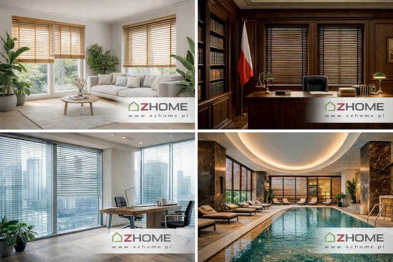 Żaluzje drewniane do salonu, biura, kancelarii.