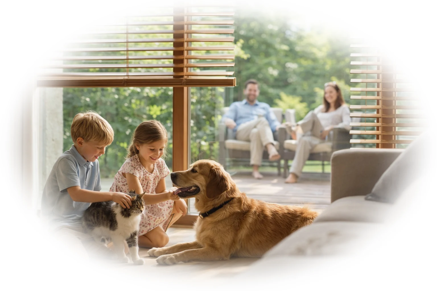Żaluzje dzieci psy i koty