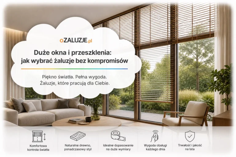 Żaluzje drewniane na duże okna